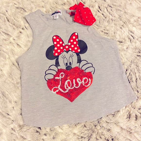 Girls Disney Minnie Mouse Polka Dot Bow sequined Tank Top - Picture 7 of 11